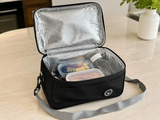 Bolsa Térmica Preta com Alça para Marmita e Bebidas