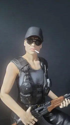 Action figure 1/4 Sarah Connor 45cm filme exterminador do futuro terminator estatua 3D