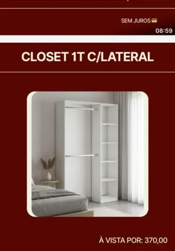 Closet solteiro em mdf