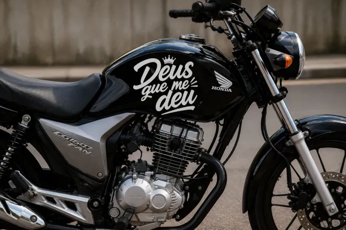 Adesivo Moto Frase ?Deus Que Me Deu? 20x20cm
