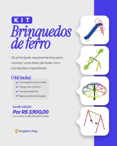 Kit playground de metal a pronta entrega