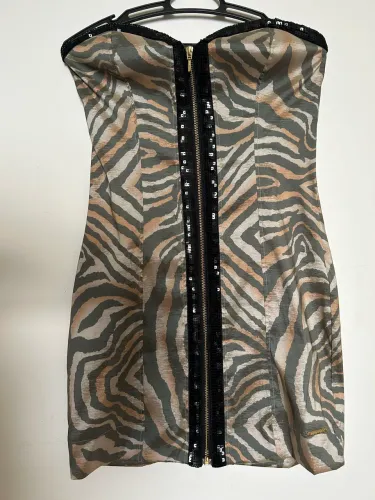 Vestido Drophill Tomara-que-Caia Zebra e Paetês