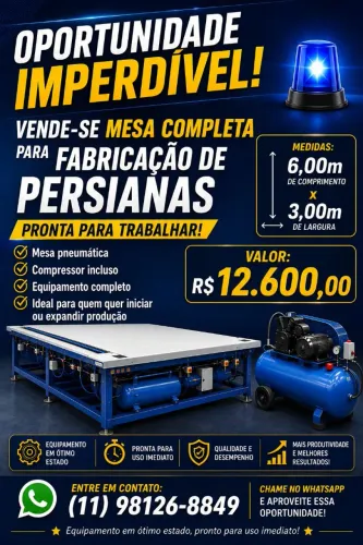 Mesa Pneumática completa com Compressor para Fabricação de Persianas