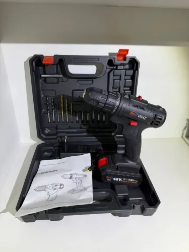 Parafusadeira Furadeira Bateria 48v 10mm Bivolt + Acessórios