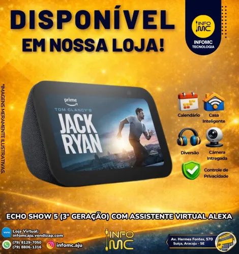Echo show 5 (3 geração) com assistente virtual Alexa