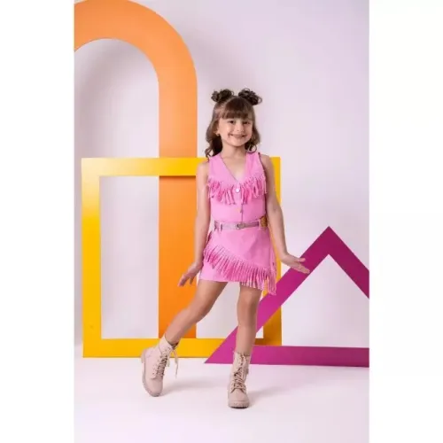 Conjunto Infantil Boiadeira Rosa Blogueirinha