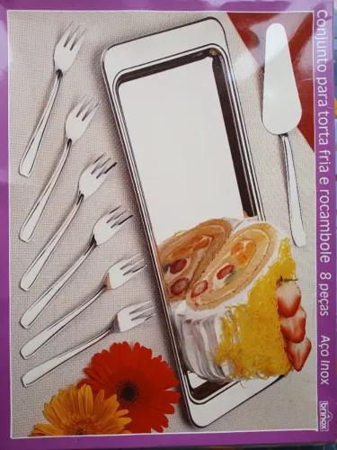 CONJUNTO DE INOX PARA TORTA E ROCAMBOLE BRINOX - 8 peças (ótimo estado!))