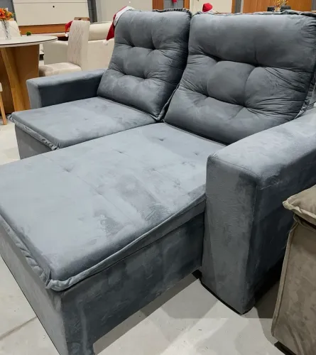 Sofá Veludo Cinza NOVO PROMOÇÃO DE FABRICA
