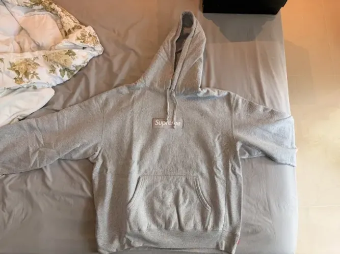 Moletom Supreme Box Logo Hooded FW24 Cinza G
