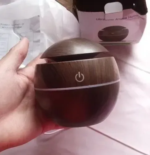 Umidificador Difusor De Aromas Ultrassônico Madeira Usb Cores Led Novo, a Pronta Entrega!!
