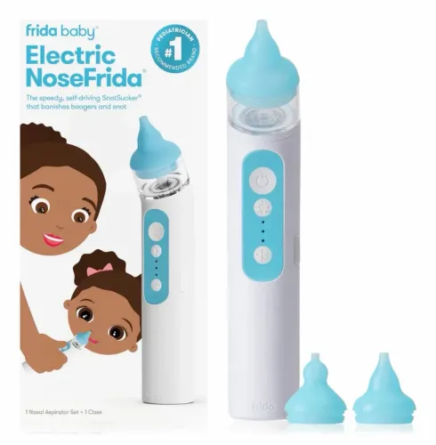 Aspirador Nasal Elatrico Frida Baby Nosefrida 3 Naveis Usb Branco Azul-claro