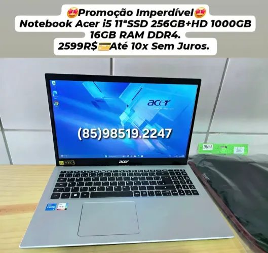 Notebook Acer i5 11ª SSD 256GB+HD 1000GB 16GB RAM DDR4 Até 10x Sem Juros.