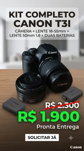 Câmera Canon t3i com duas lentes