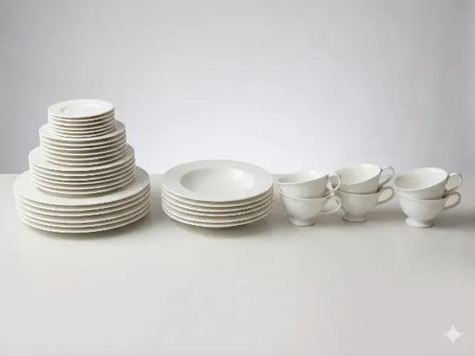 Aparelho de jantar Home Style Eclat em porcelana branca - 42 peças em excelente estado