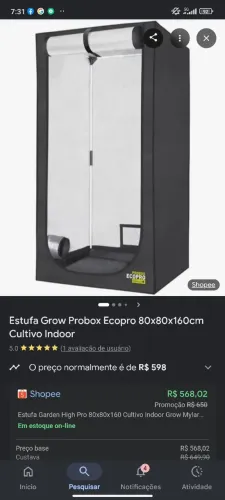 Estufa grow ecopro probox 80*80*160