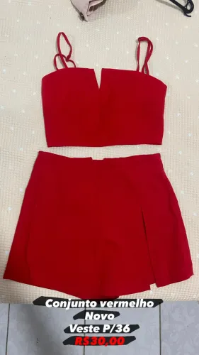 Conjunto vermelho novo / short saia e cropped