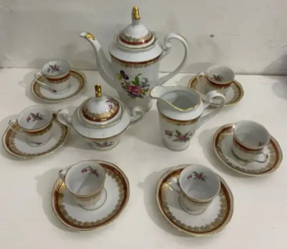 Antigo jogo de café Steatita para 6 pessoas