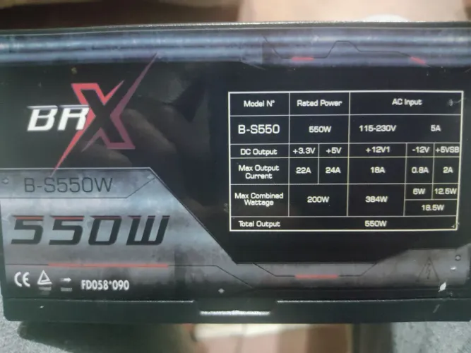 Fonte ATX BRX B-S550W 550W