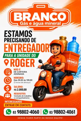 Vaga de Emprego para entregador de gás