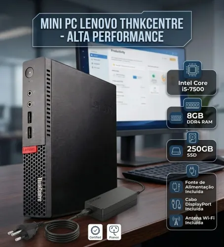 Mini Pc Lenovo M910q core i5 7500 - 8Gb de ram - SSD 240Gb (8 meses de uso)