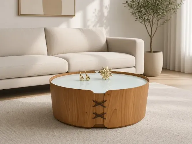Mesa de Centro Istambul 60x60cm Cinamomo Vidro (NOVO A PRONTA ENTREGA)