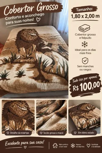Cobertor 1,80 x 2,00 metros