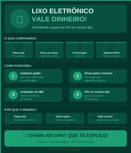 ? Compramos Sucata Eletrônica | PIX Rápido