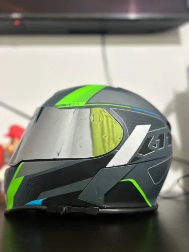 Capacete X11 Revo Pro Flagger Verde Azul Fosco Óculos Solar