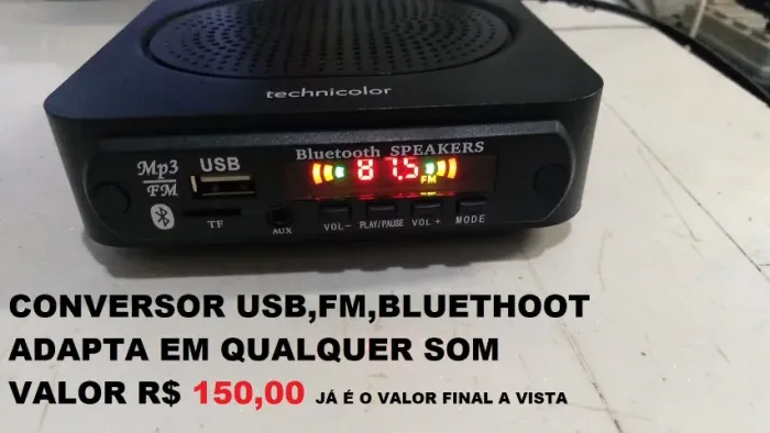 RECEPTOR BLUETHOOT, USB,FM E AUX COM CONTROLE