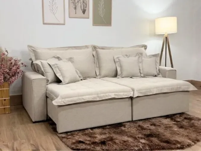 SOFÁ CAMA RETRÁTIL BOLT 2,00M LINHO. PRONTA ENTREGA.