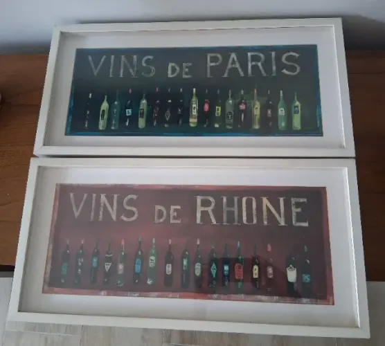 Kit com 2 Quadros Decorativos Temática Vinhos Franceses
