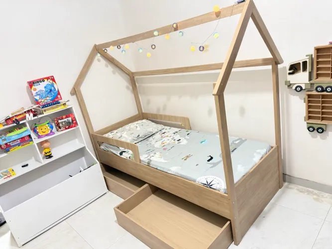 Cama montessoriano unissex modelo casinha com colchão 