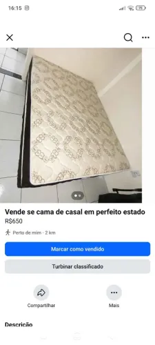 Vende-se cama de casal normal praticamente nova, dois meses de uso