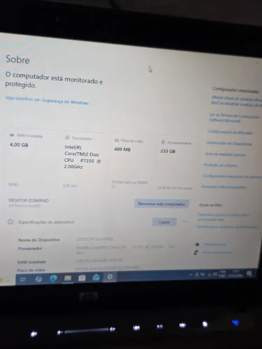 Notebook HP Core 2 duo funcionando 
