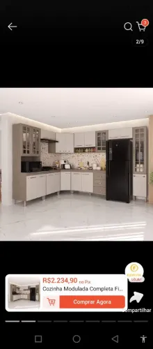 Cozinha de canto com 9 módulos bem espaçosa