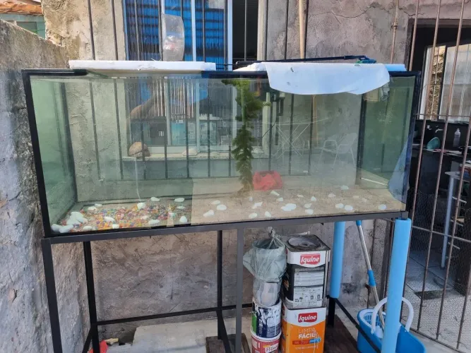 ? OPORTUNIDADE! Aquário Gigante 540L Usado (1.50x0.60x0.60) Vidro 10mm