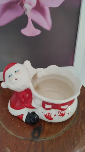 Antigo Enfeite de Natal em Porcelana - Papai Noel 