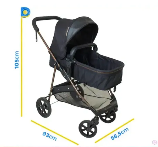 Carrinho de bebê moises Galzerano com bebê conforto