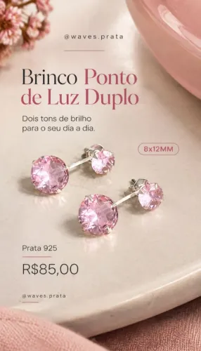 Par de Brincos Ponto de Luz 8x12MM Prata 925