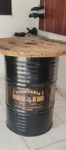 Tambor mesa bistrô preto