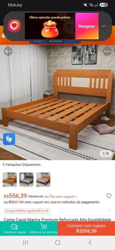Cama casal de madeira só 95 reais