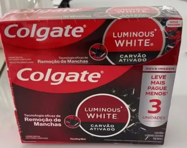 Dois packs de Creme dental Colgate Luminous white