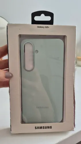 Capinha ORIGINAL Samsung para celular S25+. Cor hortelã, em silicone.