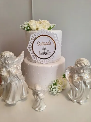 Bolo Decorativo + Anjos em Gesso