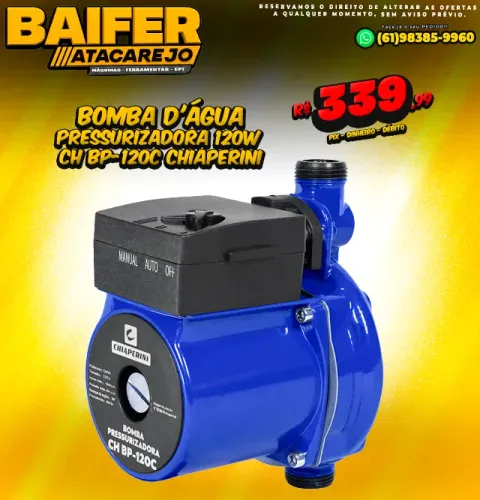 Bomba D'água Pressurizadora 120w CH BP-120c Chiaperini