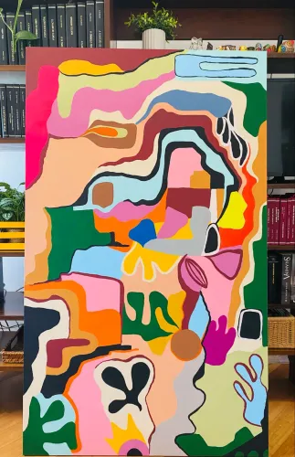 Quadro pintura abstrata colorida