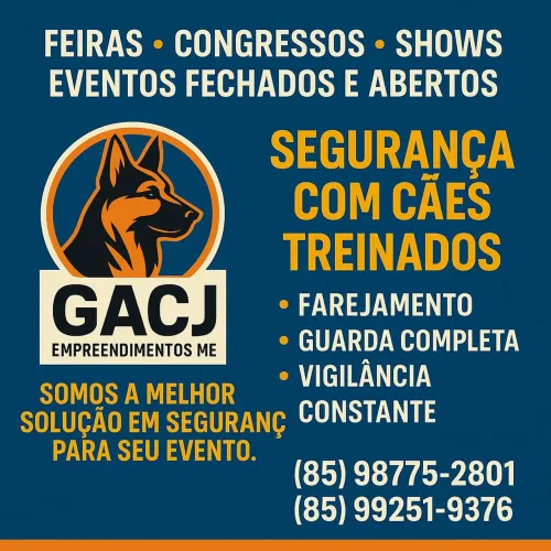 Cães treinados para seus eventos nacionais e internacionais 