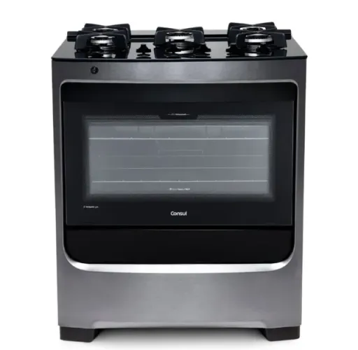 Fogão Consul 5 Bocas CFS5VAR Inox c/ Mesa de Vidro - Apenas 9 Meses de Uso!