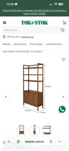 Estante de madeira Tauari