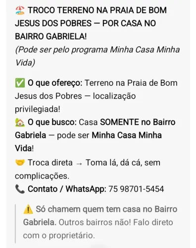 Troco por minha casa minha vida